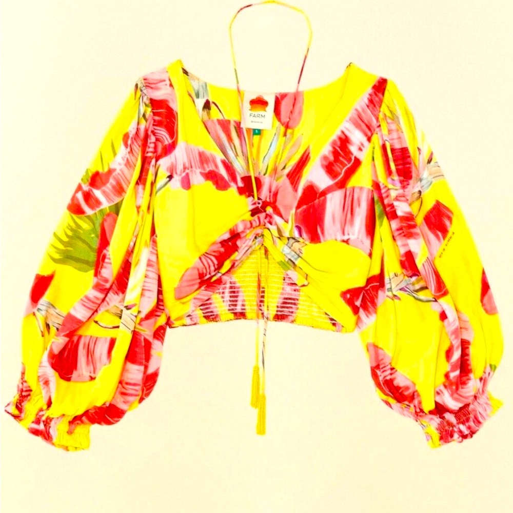FARM Rio Sweet Jungle Crop Top in Lime sz L